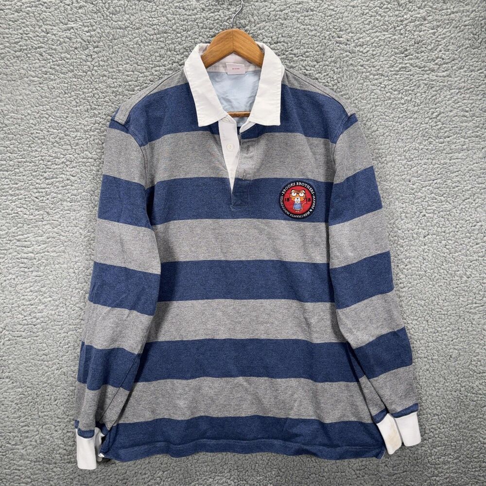 Brooks Brothers Year of the Tiger Rugby Polo Shirt Mens XL Striped Long Sleeve